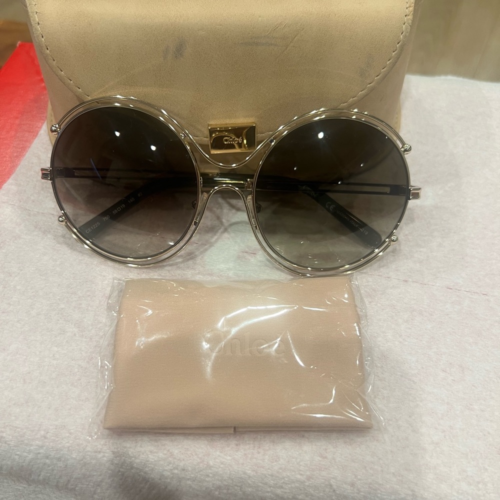 Chloe Gradient Gold Round Sunglasses 59mm